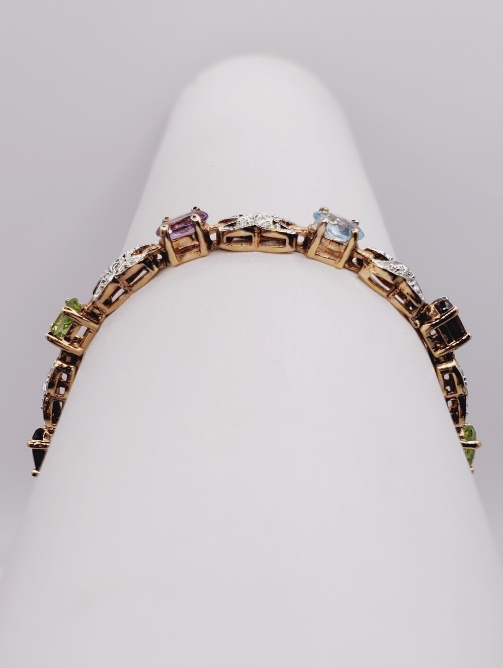 6 Carat Multi-Gemstone Yellow Gold - 925 - Tennis Bracelet - Mixed Pastel Stones - Picture 2 of 10